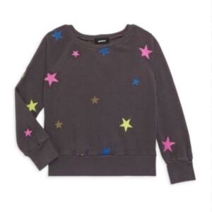 Monrow Kids Star Sweatshirt  Gray with Pink, Yellow, and Blue